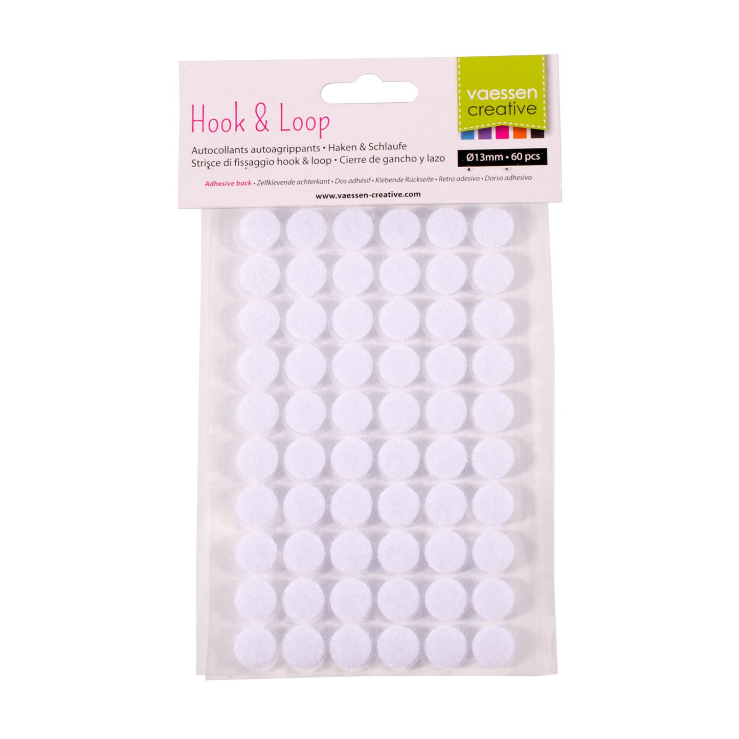 Vaessen creative • Selbstklebende Rückseite mit Klettverschluss ø13 mm, 60 Stück