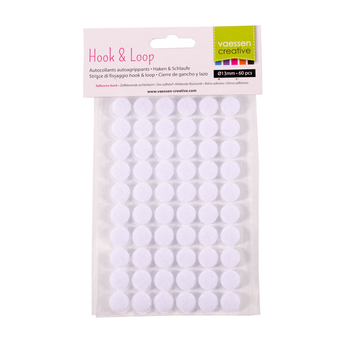 Vaessen creative • Selbstklebende Rückseite mit Klettverschluss ø13 mm, 60 Stück