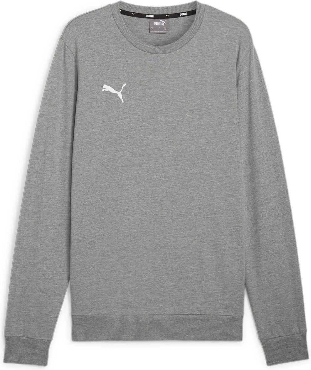 Puma Teamgoal Casuals Crew Neck Sweat Herren-Sportpullover – Mittelgrau Heather – Weiß