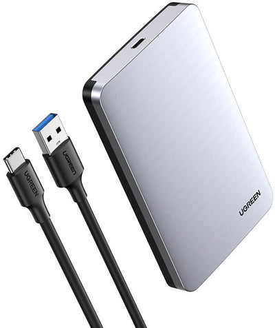 Ugreen - Pocket - Festplattengehäuse 2,5 SATA 3.0 6 Gbit/s grau + USB - USB Typ C Kabel 0,5 m - (cm300)