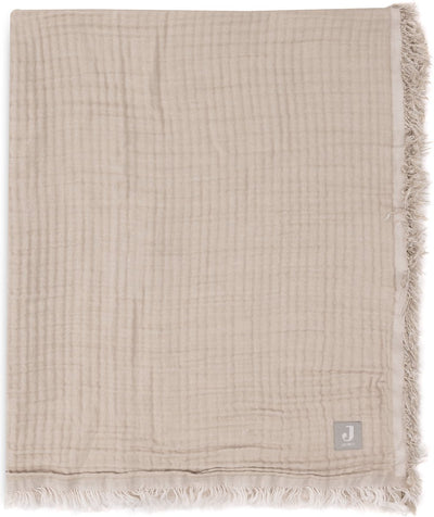 Jollein Babydecke für Kinderbett – 120 x 120 cm – Fransen – olivgrünes Elfenbein – Gots