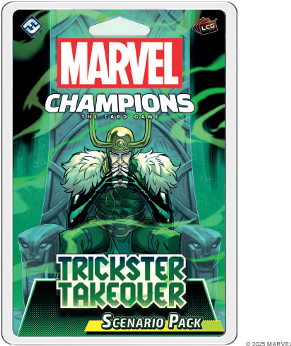 Fantasy-Flugspiele, Marvel-Kartenspiel, Trickster-Übernahme-Szenariopaket, Loki.