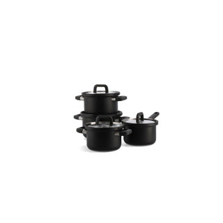 BK Flow Kühle schwarze Edelstahlpfanne 4-teilig Set
