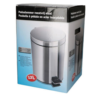 Pedalbehälter Edelstahl 12 Liter in einem inneren Eimer