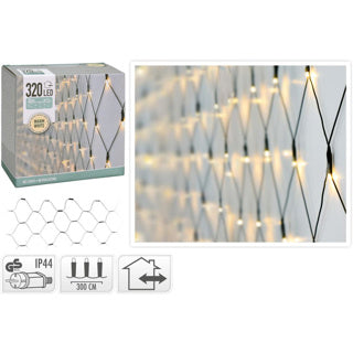 No brand Weihnachts-LED-Netzbeleuchtung 320 LED warmweiß außen, 0,5cm Licht, 300x150cm, IP44