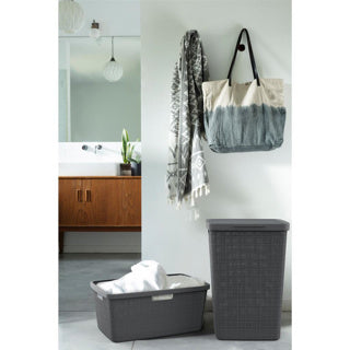 Curver Curver Waschkorb mit Deckel Jute Look 58L Dunkelgrau