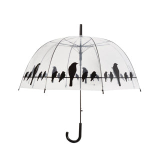 Regenschirmvögel auf Draht transparent schwarz