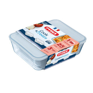 Pyrex Cook Freeze Backdiere Rechteck Set von 2 22 x 17 und 24 x19 cm