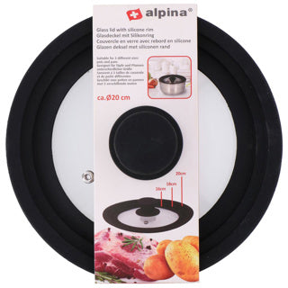 Alpina -Glasdeckel mit Silikonkante 16 18 20 cm