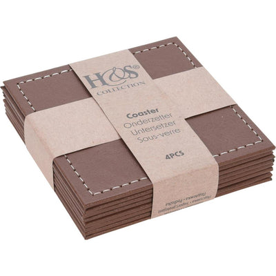 Home Styling Untersetzer-Set Kunstleder 4-teilig 10x10cm