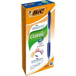 Kugelschreiber Bic Atlantis mit blauem Griff, nachfüllbarer Druckknopfclip
