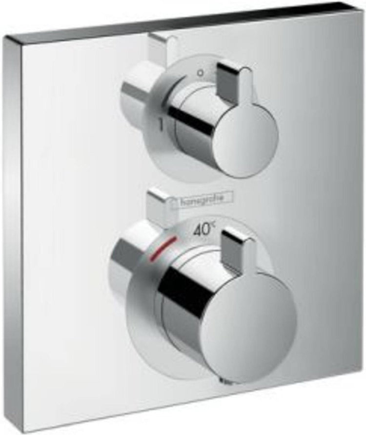 Hansgrohe Ecostat quadratisches Thermostat-Fertigset für 2 Funktionen, Chrom