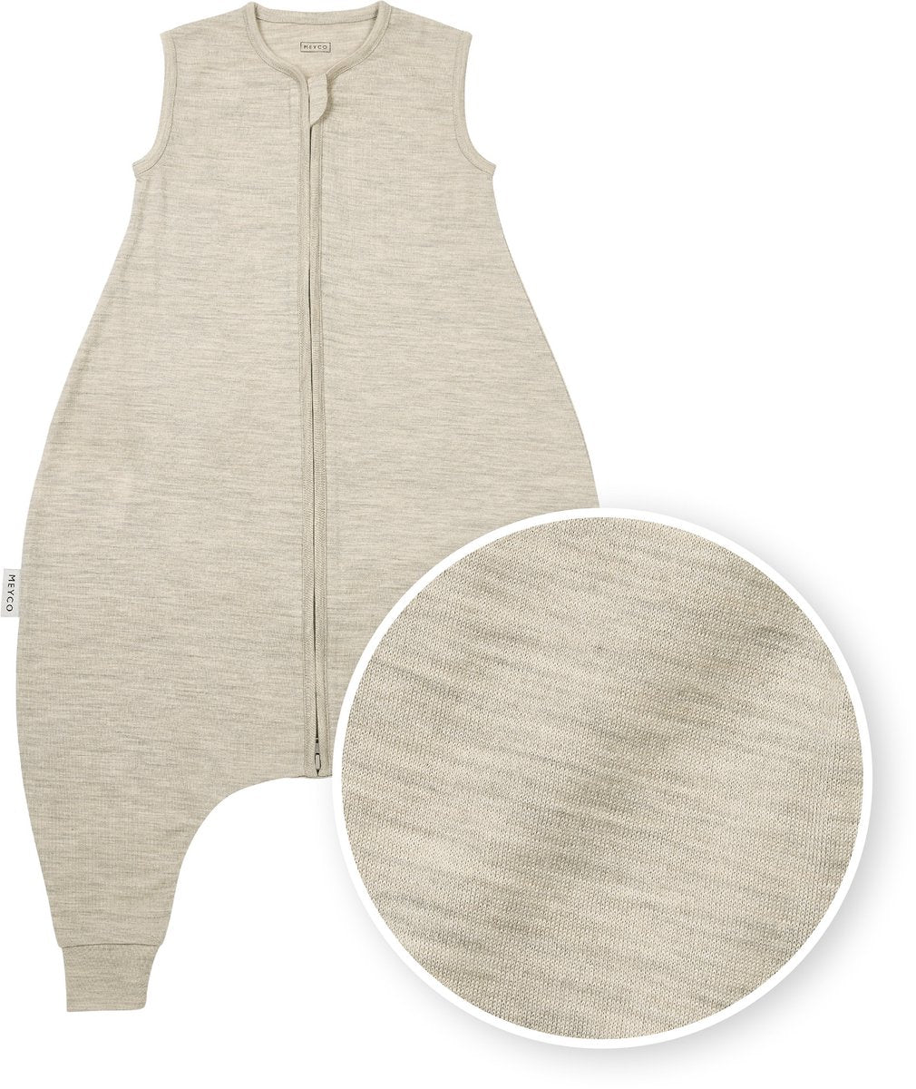 Meyco Baby Studio Collection Merino-Schlafoverall-Pullover mit festen Ärmeln – Merinowolle – Sandmelange – 80 cm – 0,5 Tog