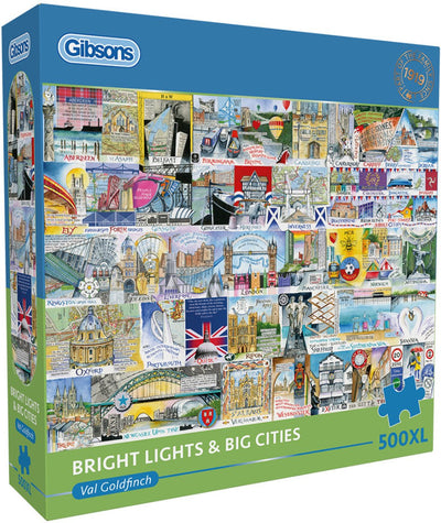 Gibsons – Bright Lights Big Cities (von Val Goldfinch) – 500 XL-Teile 68 × 49 cm (B × H) – Puzzle für Erwachsene