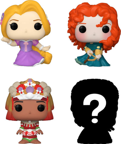 Funko Bitty Pop: Disney Princess 4er-Pack Serie 4 – Rapunzzel 223 – Merida 324 – Moana 417 + Mystery