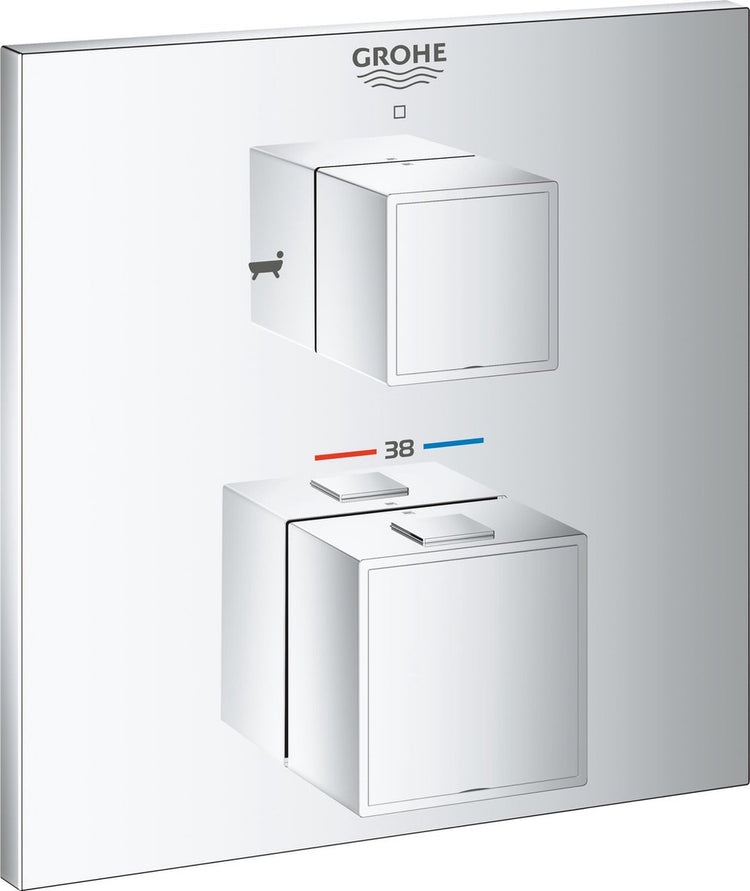 Grohe Grohtherm Cube Einbau-Badewannenarmatur - Aufputzteil - mit Umsteller - Chrom