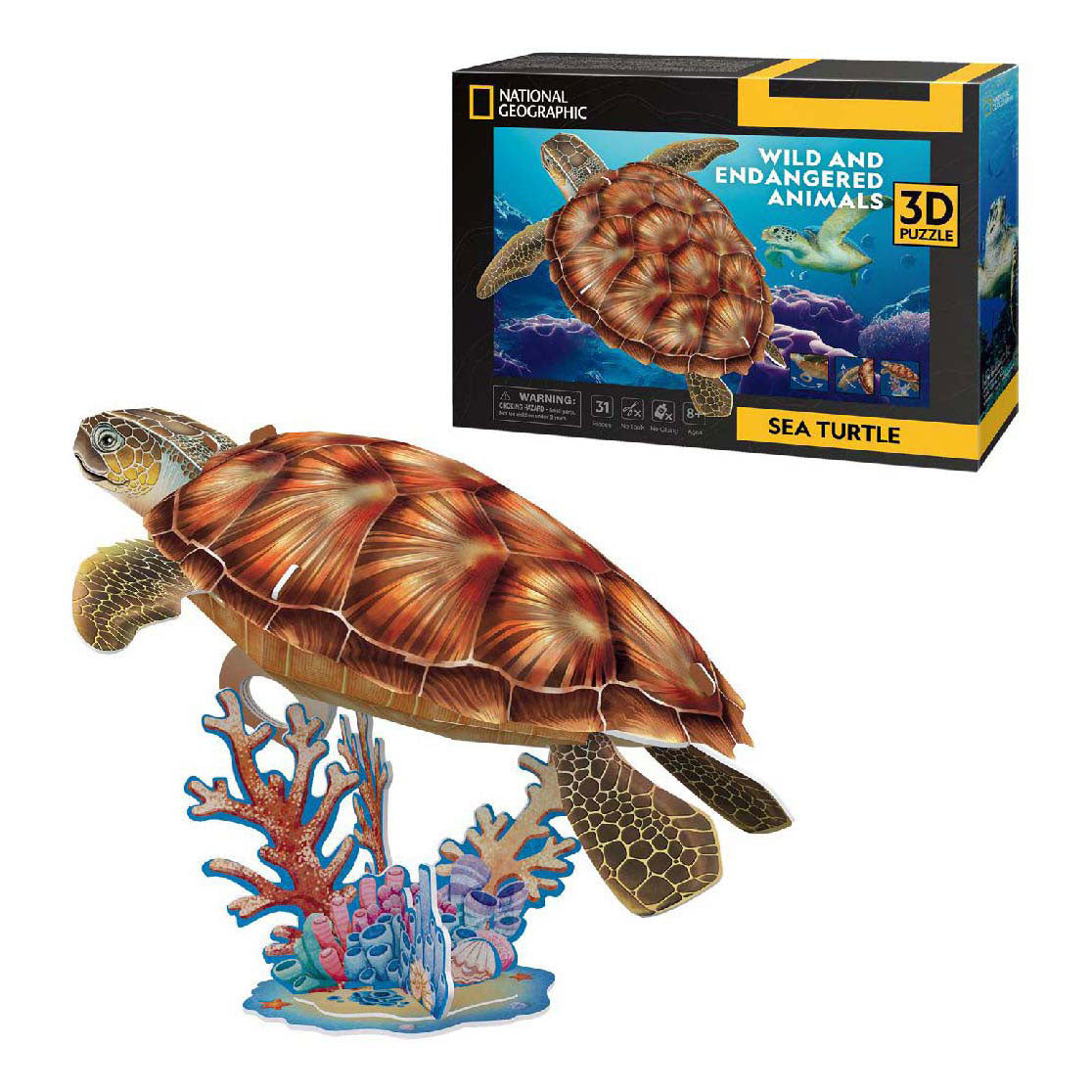 Kubikfun 3D -Puzzle National Geographische Meeresschildkröte