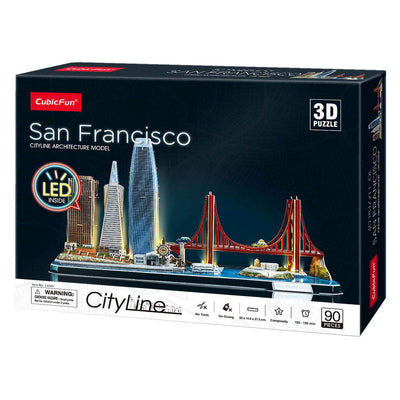 Kubisch lustige Kubikfun 3D Puzzle City Linie San Francisco + LED -Beleuchtung 90 Stück