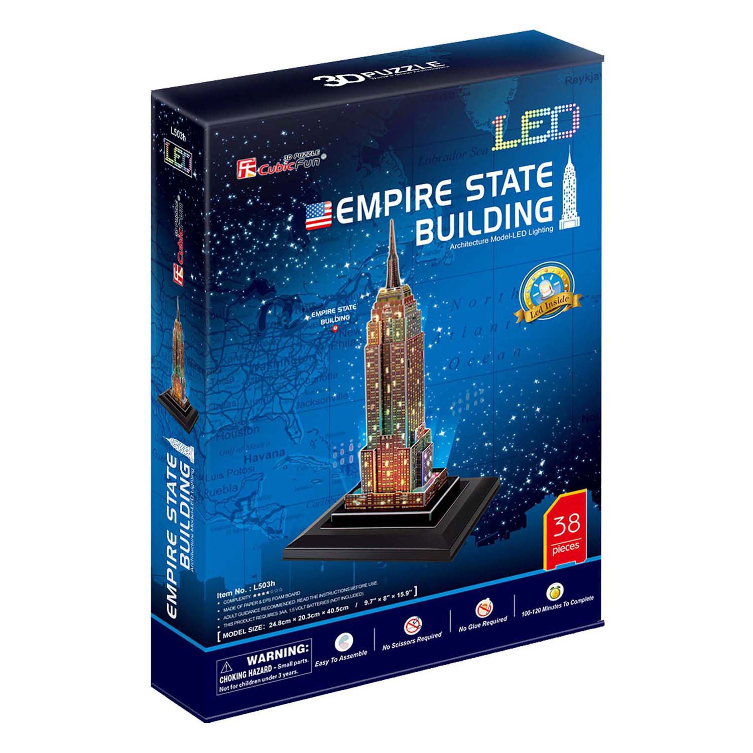 Kubikfun 3D Puzzle Empire State Building mit LED -Beleuchtung