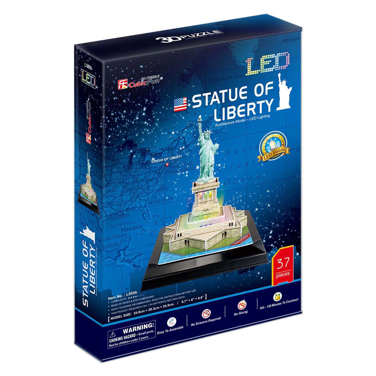 Kubische Spaß 3D -Puzzle Freiheit Statue mit LED -Beleuchtung