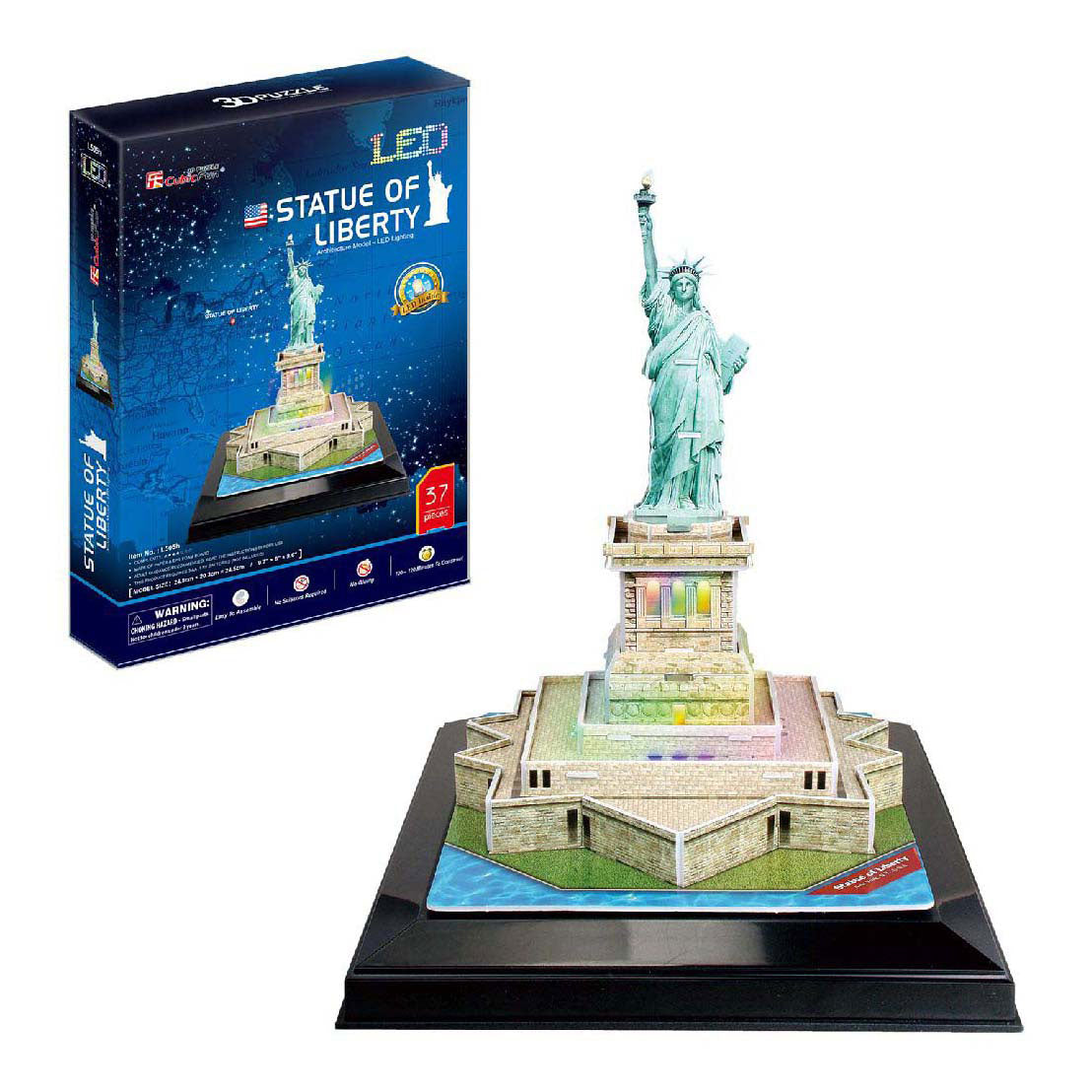 Kubische Spaß 3D -Puzzle Freiheit Statue mit LED -Beleuchtung