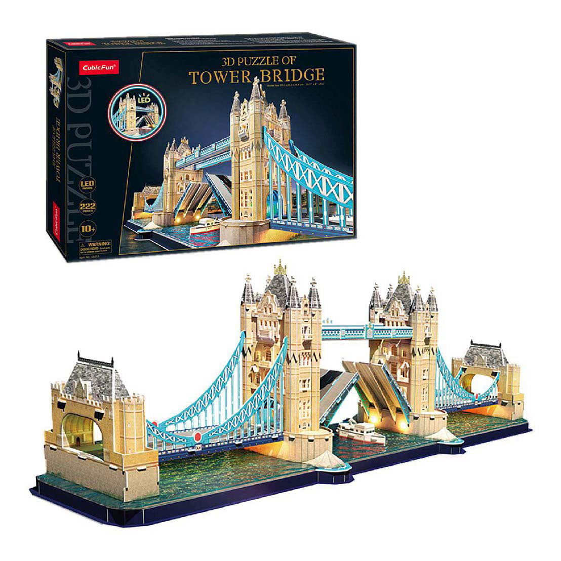 Kubisch lustige kubische lustige 3d puzzle turmbrücke + LED -Beleuchtung 222 Teile