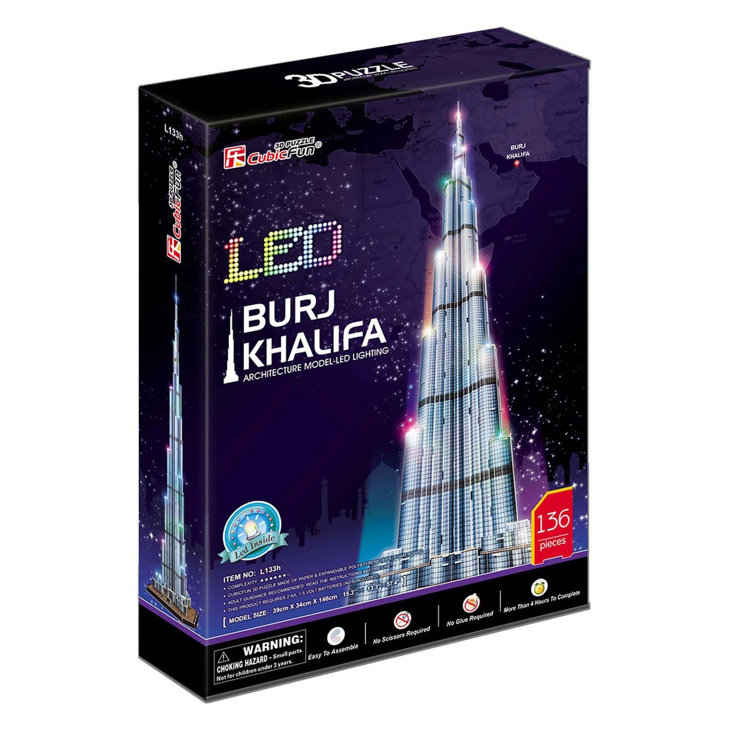 Kubikfun 3D -Puzzle -Burj Khalifa mit LED -Beleuchtung