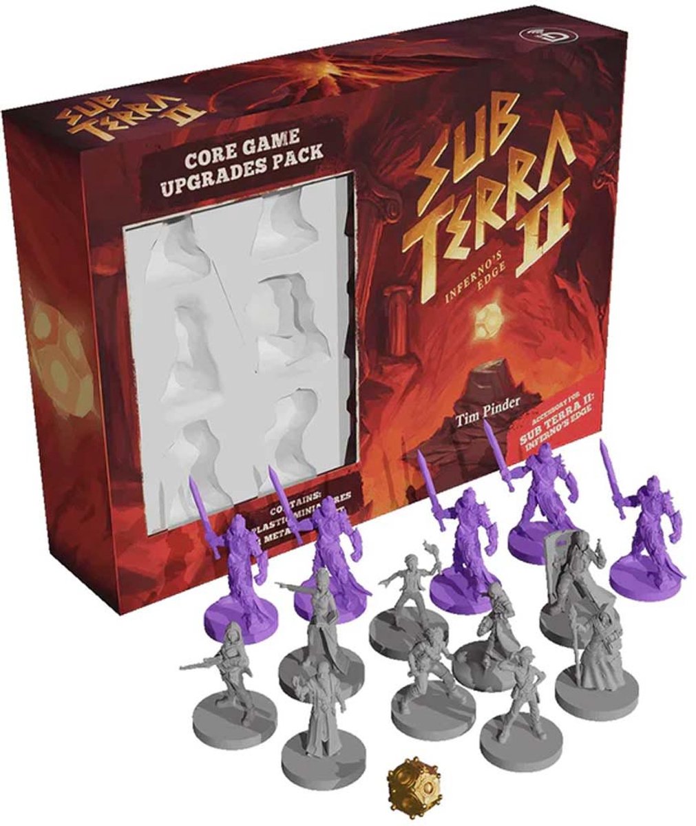 Im Lieferumfang der Brettspiele Sub Terra II: Inferno's Edge sind Kernspiel-Upgrades enthalten
