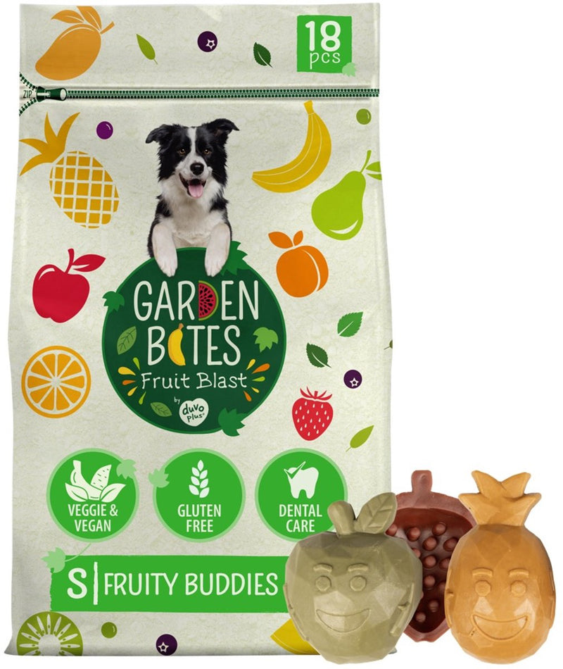Duvo plus Garden Bites – Fruity Buddies Hundesnacks – Hundeleckerlis – vegetarisch, glutenfrei – klein 18 Stück