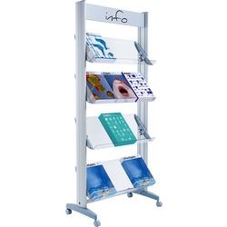 Mobiler Prospekthalter Paperflow Plexiglas 4 Fächer