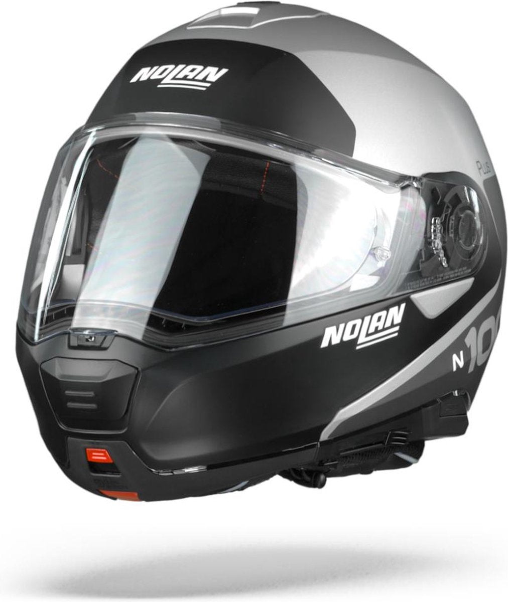 Nolan N100-5 Plus Markant 30 Flat Silver Black Blue Systemhelm – Motorradhelm – Größe L