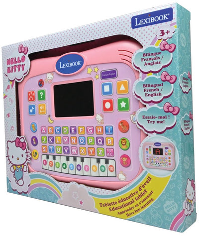 Lexibook Hello Kitty ABC zweisprachiges Lerntablett mit Touchpanel und LED-Display zur Veranschaulichung von Spielinteraktionen auf Englisch und Französisch