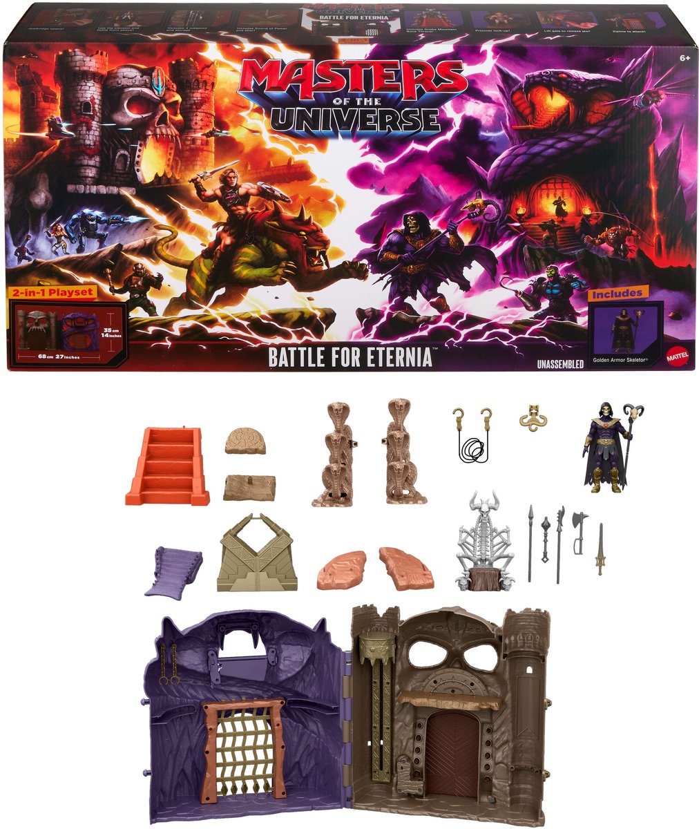 Masters of the Universe Battle for Eternia Spielset – Castle Grayskull, Snake Mountain und Skeletor
