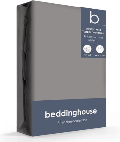 Bettwäschehouse – Jersey – Topper-Spannbettlaken – 180 x 220 cm – warmes Grau