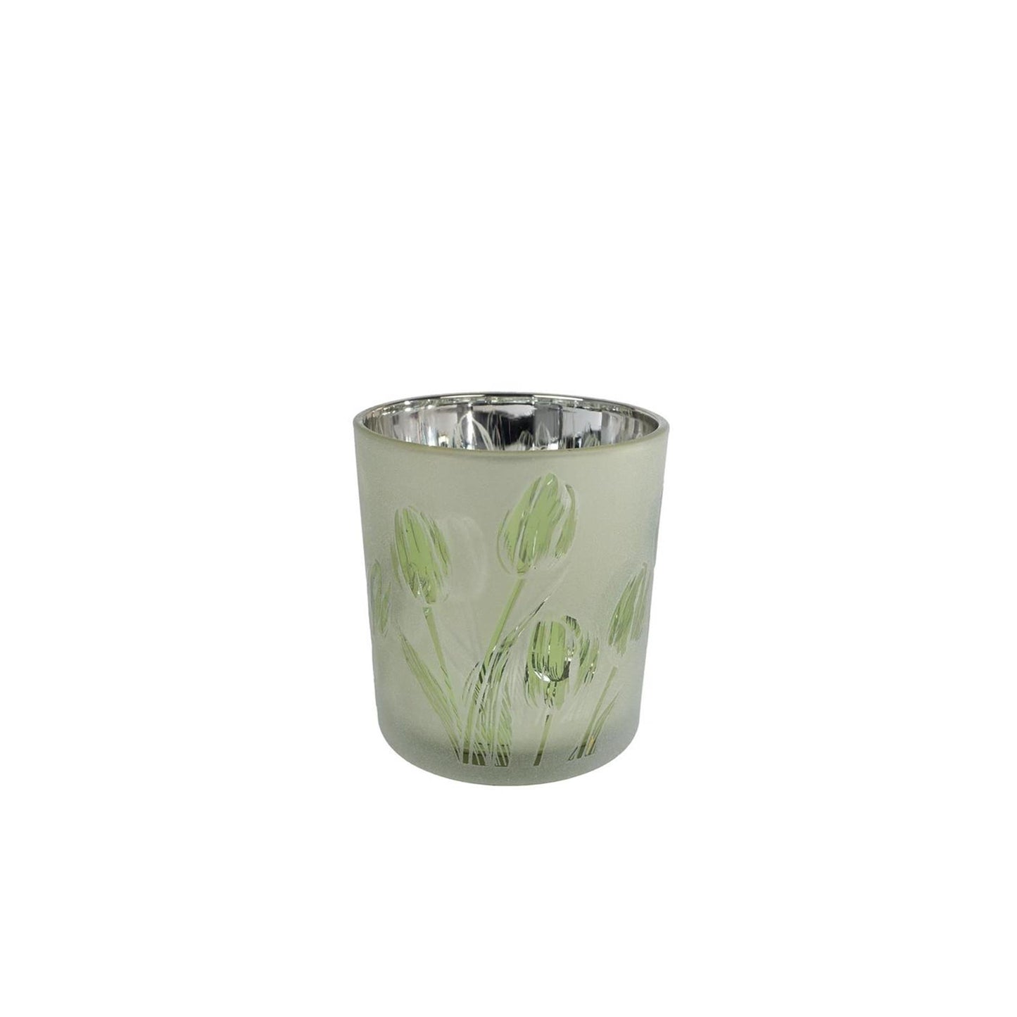 Teelichthalter Tulpe aus assfarbenem Glas