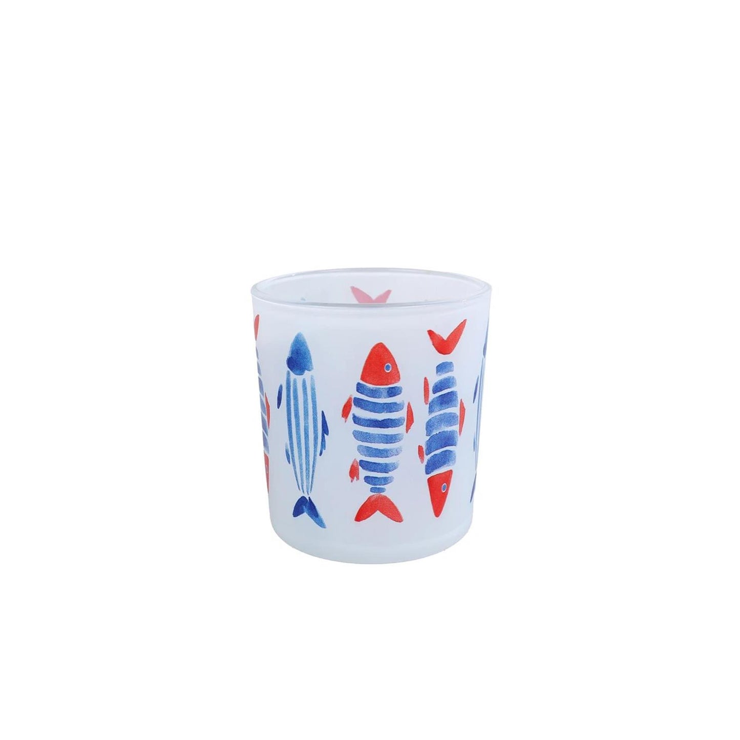 Teelichthalter Fisch aus blauem rotem Glas