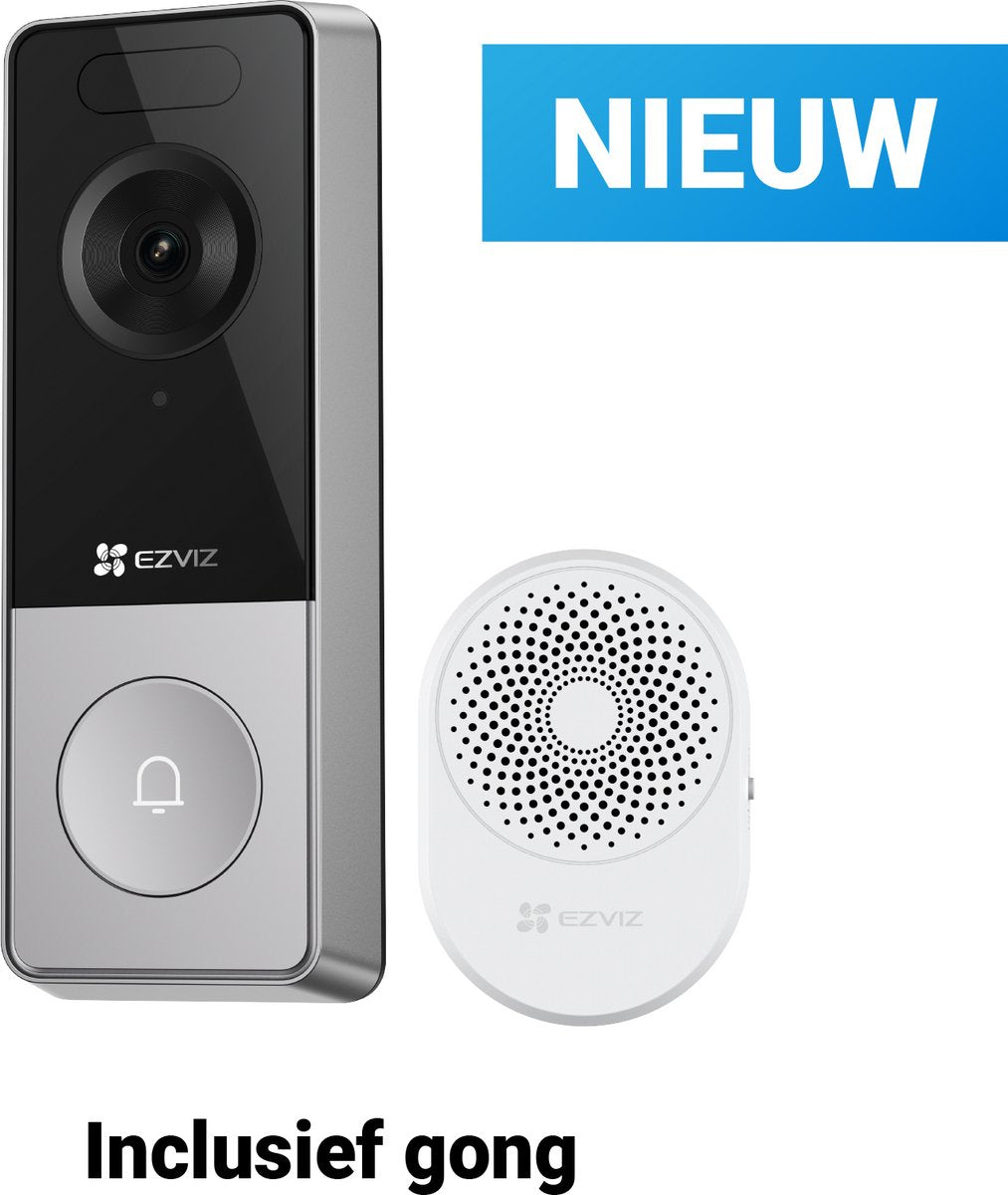 Ezviz HP8 3K Smart Video-Türklingel mit Glocke – kabellose Türklingel mit Kamera – Nachtsicht-Personenerkennung – einfache Installation – WiFi 6 – keine monatlichen Kosten