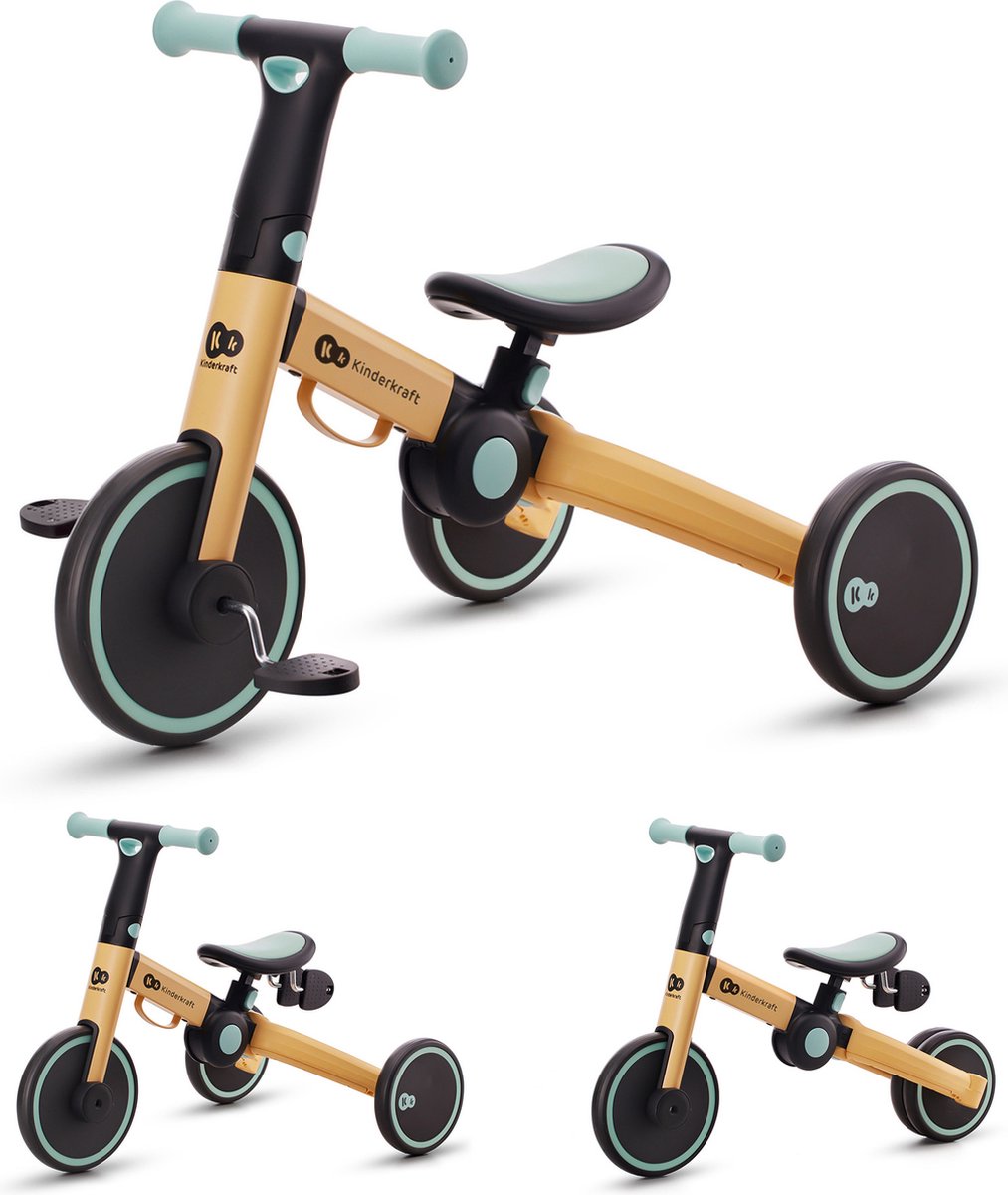 Kinderkraft 4trike 3-in-1-Dreirad – für Kinder ab 1 Jahr – verstellbarer Sattel, Eva-Räder, leicht und faltbar – blau