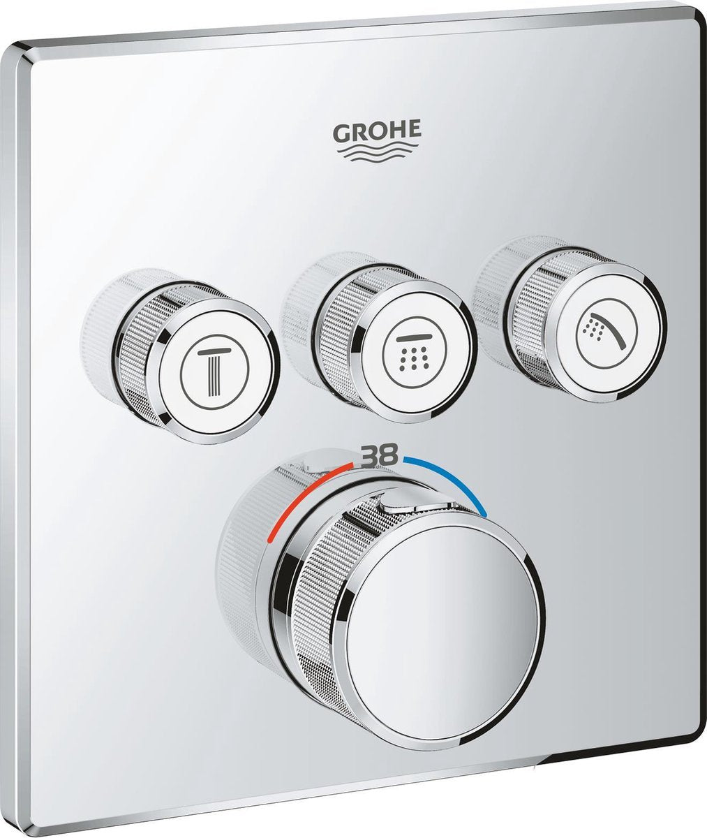 Grohe Grohtherm SmartControl Thermostat-Duscharmatur – Einbau-Mischbatterie – mit Umsteller – quadratisch – Chrom