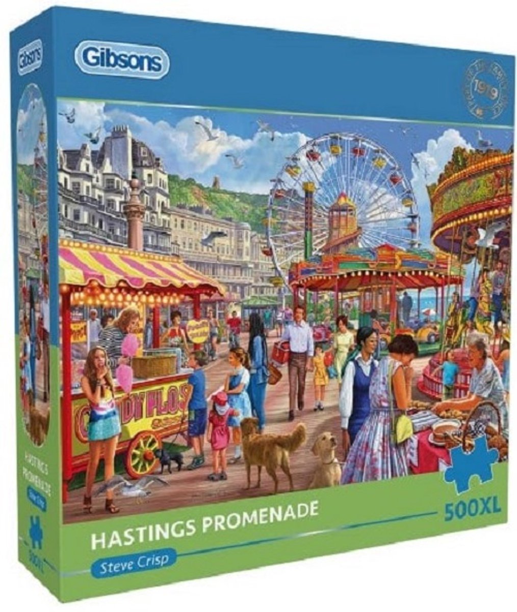 Gibsons – Hastings Promenade (von Steve Crisp) – 500 XL-Teile 68 × 49 cm (B × H) – Puzzle für Erwachsene