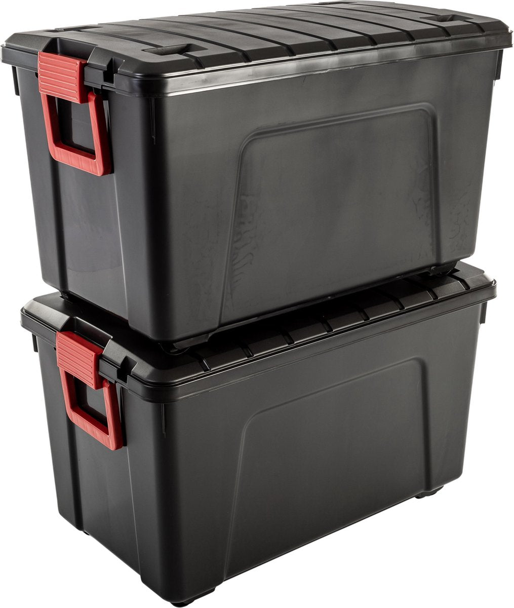 Iris Store-it-all Aufbewahrungsbox – 110 l – Kunststoff – Schwarz – 2er-Set