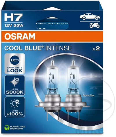 Osram Cool Blue Intense Next Gen H7-Halogen-Autolampen – weißeres Licht und bis zu 100 % mehr Sichtbarkeit – deutsche Qualität – Set mit 2 Lampen – 64210cbn-2hb