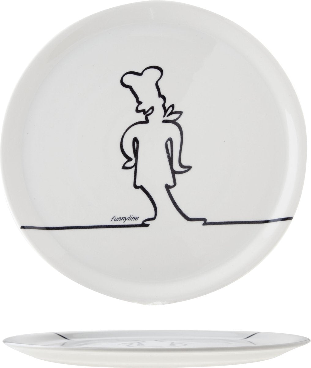 Gemütlicher, trendiger Pizzateller – ø 31 cm – weiß, Funnyline, Schwarz
