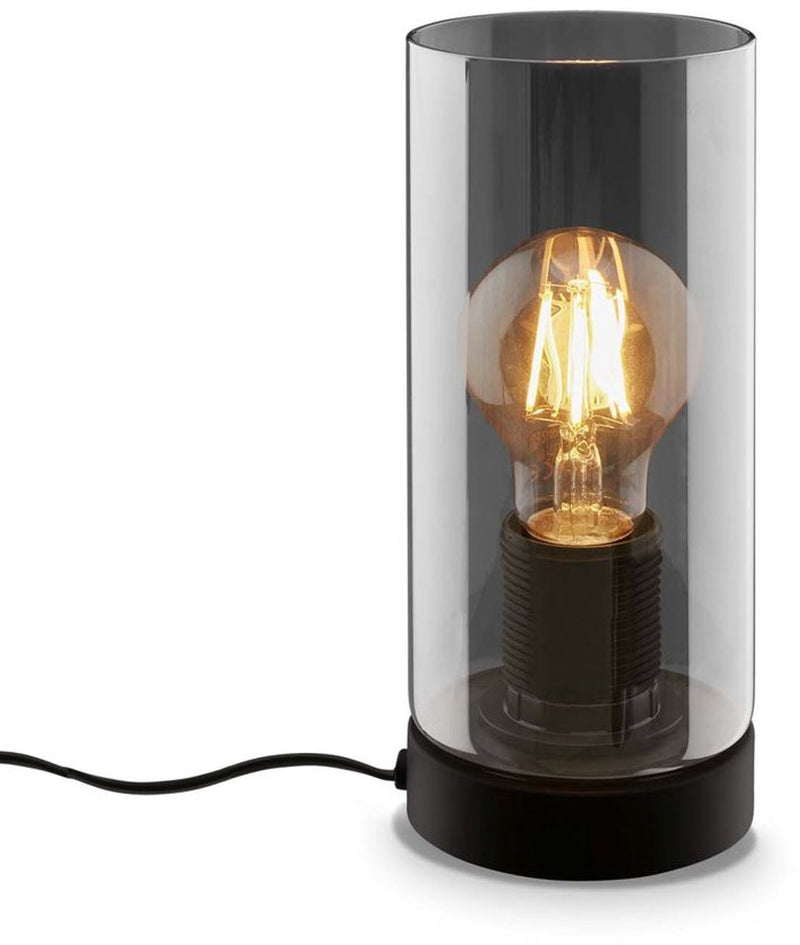 B.k.licht briloner fumi - Tischlampe - Schlafzimmer - mit Glas - E27-Fassung - schwarz - Nachttischlampe - ø10x24 cm