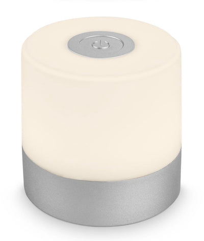 B.k.licht briloner - Wiederaufladbare Mini-Tischlampe - mit USB-C - kabellos - dimmbar - Außenlampe - Kinderlampe - 2.700k warmweißes Licht - 7x7 cm - Chrom