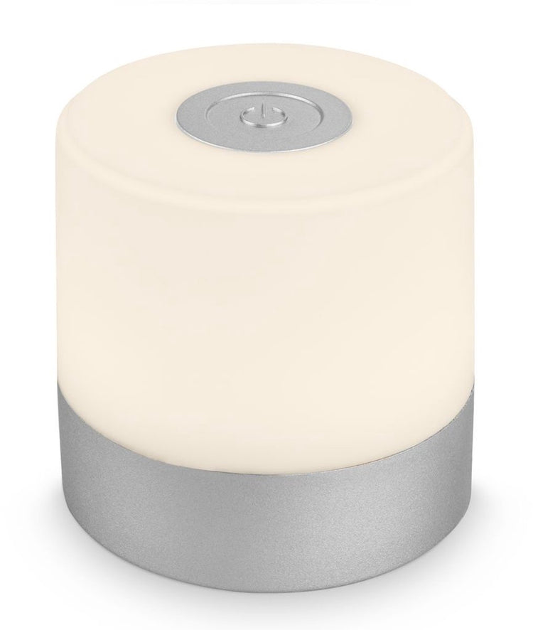B.k.licht briloner - Wiederaufladbare Mini-Tischlampe - mit USB-C - kabellos - dimmbar - Außenlampe - Kinderlampe - 2.700k warmweißes Licht - 7x7 cm - Chrom
