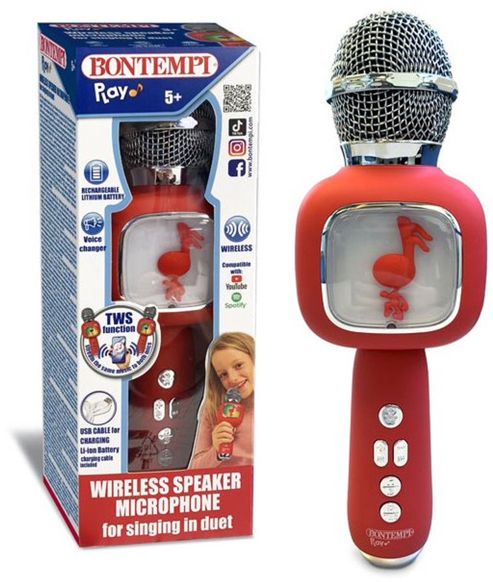 Bontempi spa bontempi 48 5110, Spielzeugmikrofon, 5 Jahre, rot, silber