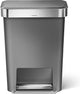 Simplehuman rechteckiger Treteimer mit 45 Litern – mit Beutelhalter – grau – Kunststoff