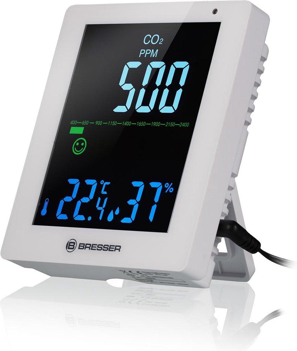 Bresser Wetterstation CO²-Messgerät - Luftqualitätsmonitor - Weiß - mit LED-Anzeige