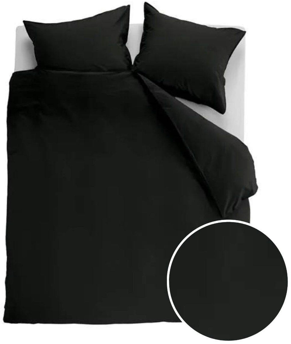 Ambiante Baumwoll-Uni-Bettbezug – einfarbig – Doppelbett – 200 x 200 220 cm – schwarz